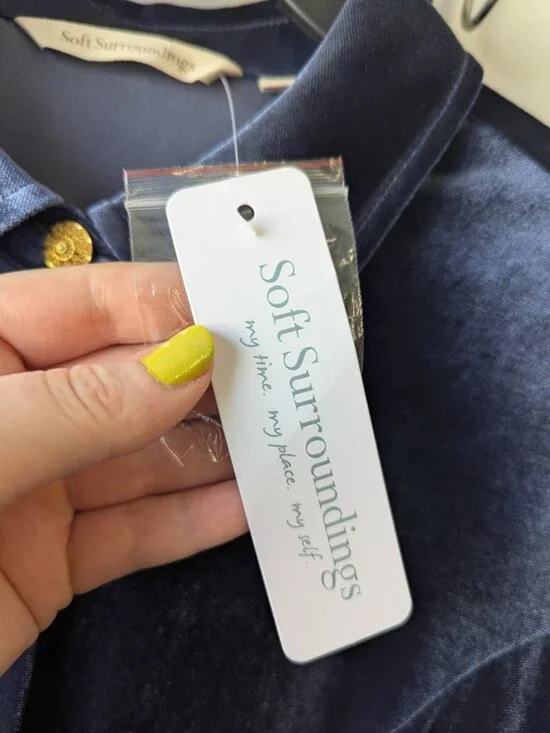 Soft Surroundings Enchanted Velvet Blue Blouse Size Large NWT - Picture 5 of 10